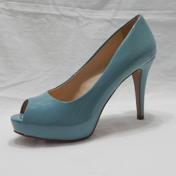 Nine West Shoes - Nine West Light Blue Peep Toe Platforms Size 6 1/2